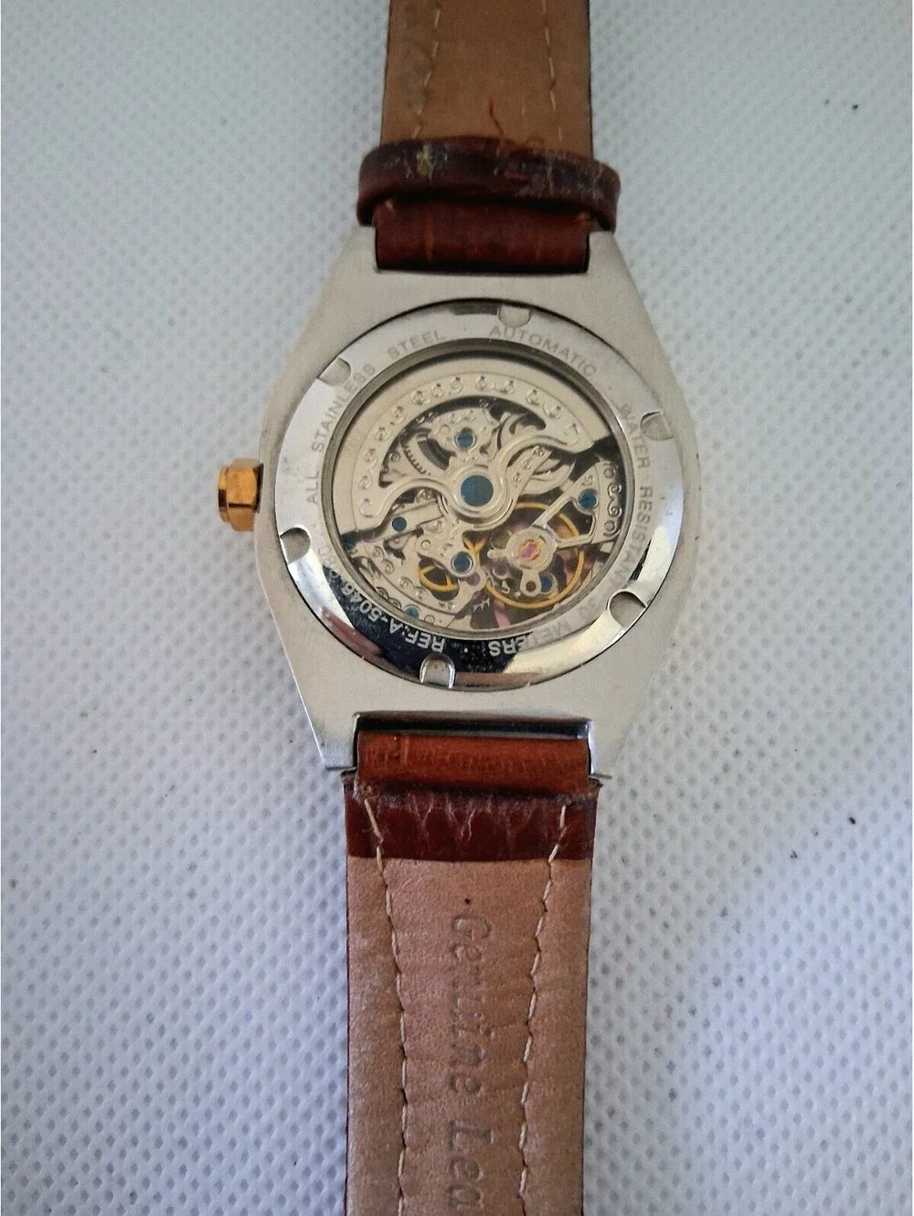 Louis Bolle A-5056-080 Mens Watch 36mm Rose Skeleton Automatic Watch